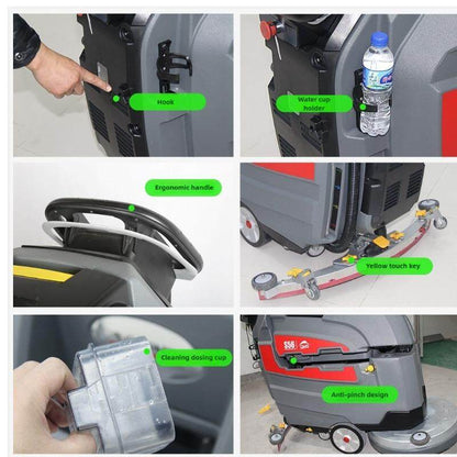 S70 floor scrubber with high beauty/intelligent hand push/dual brush ultra wide cleaning distance/long battery life