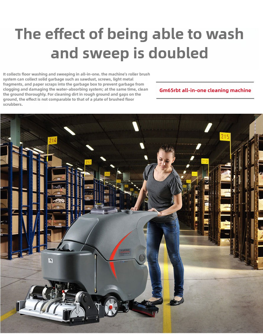 Factory floor scrubber/GM-65RBT/Gaomei hand push washing and sweeping machine | Suitable for supermarket workshops