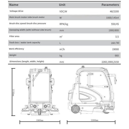 S1900ED Factory Sweeper/Sweeper | Gaomei Intelligent Driving Sweeper/Suitable for Factories/More